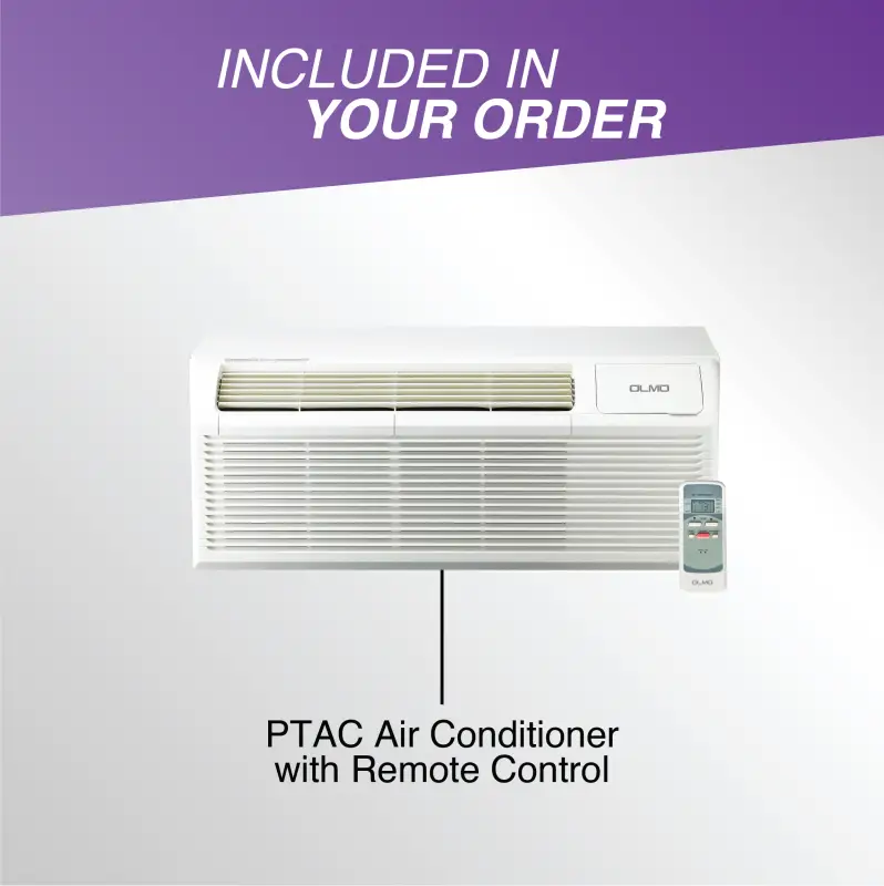 12,000 BTU PTAC OLMO Air Conditioner, Heat Strip, Heating And Cooling w/Electric Cord and Remote - Image 5